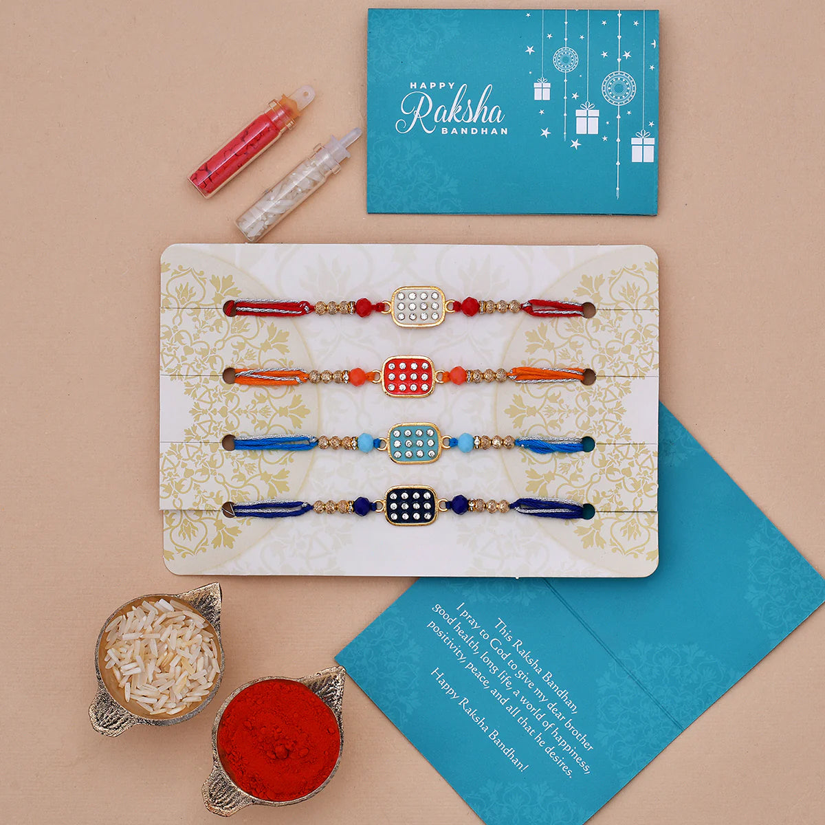 trueBrowns X Voylla Set of 4 Colorful Meenakari Enamel Work Rakhi