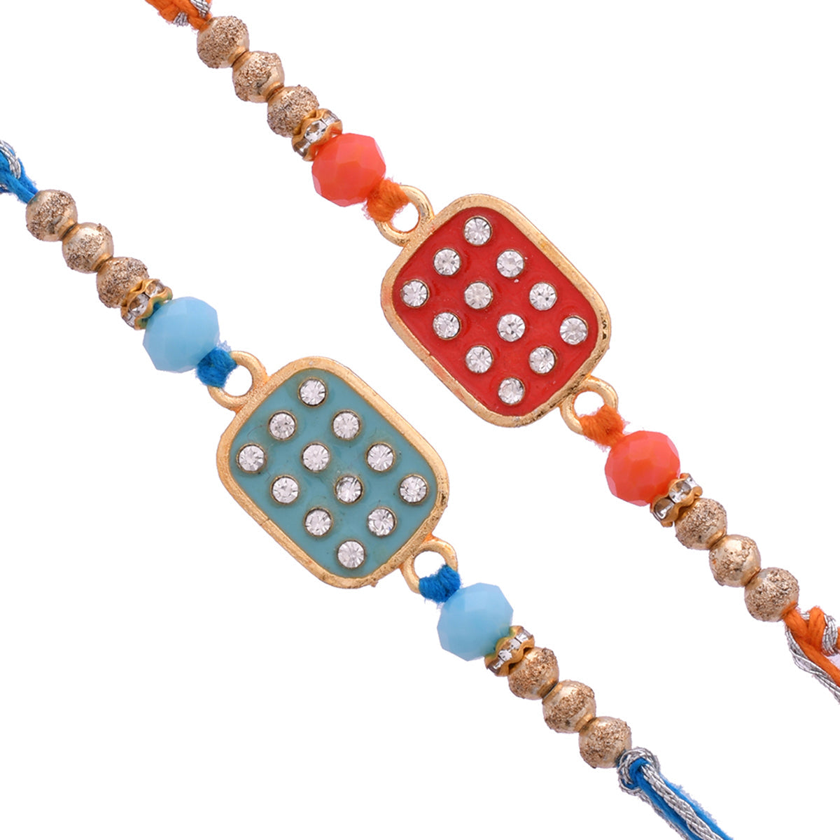 trueBrowns X Voylla Set Of 2 Red & Blue Enameled Rakhi - Distacart