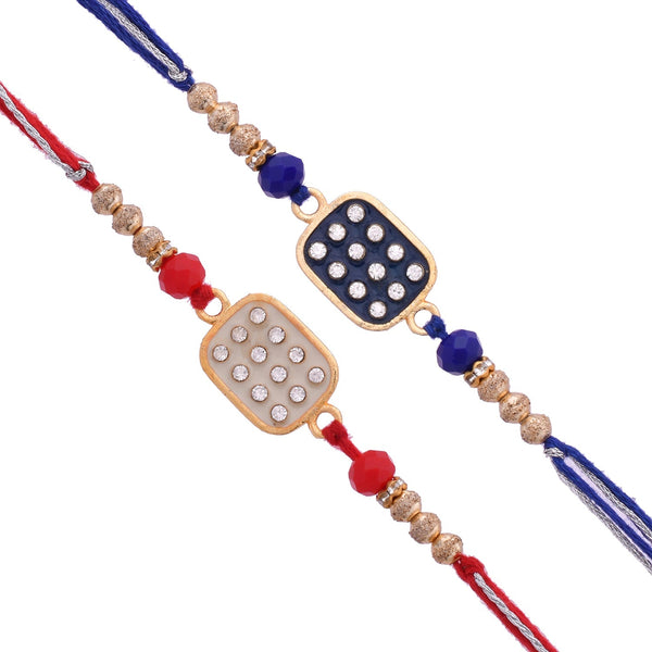 trueBrowns X Voylla Set of 2 Rectangle CZ Embellished Thread Rakhi