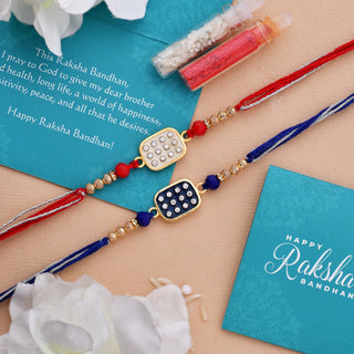 trueBrowns X Voylla Set of 2 Rectangle CZ Embellished Thread Rakhi