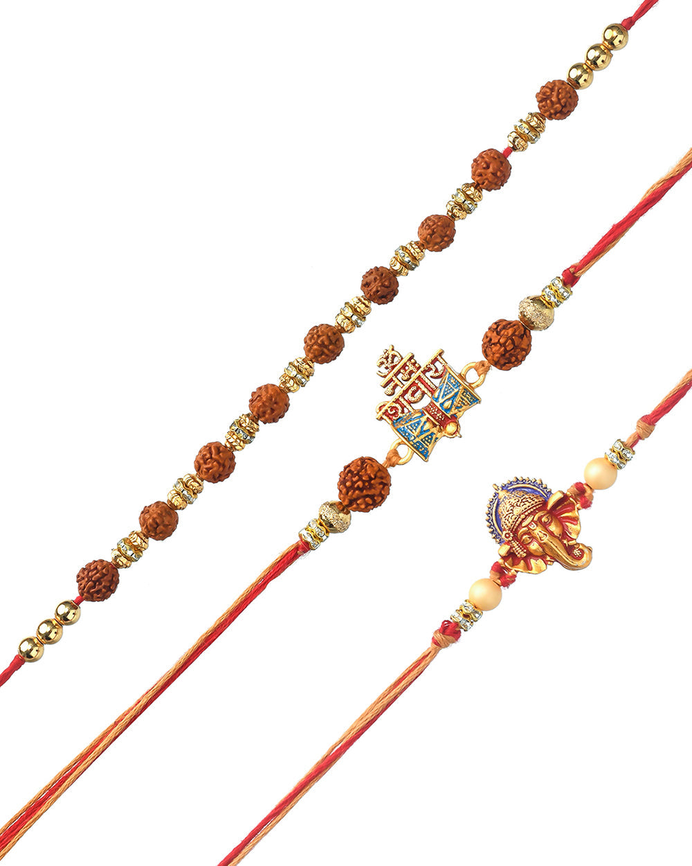 trueBrowns X Voylla Set Of 3 Auspicious Rudraksha Studded Rakhis