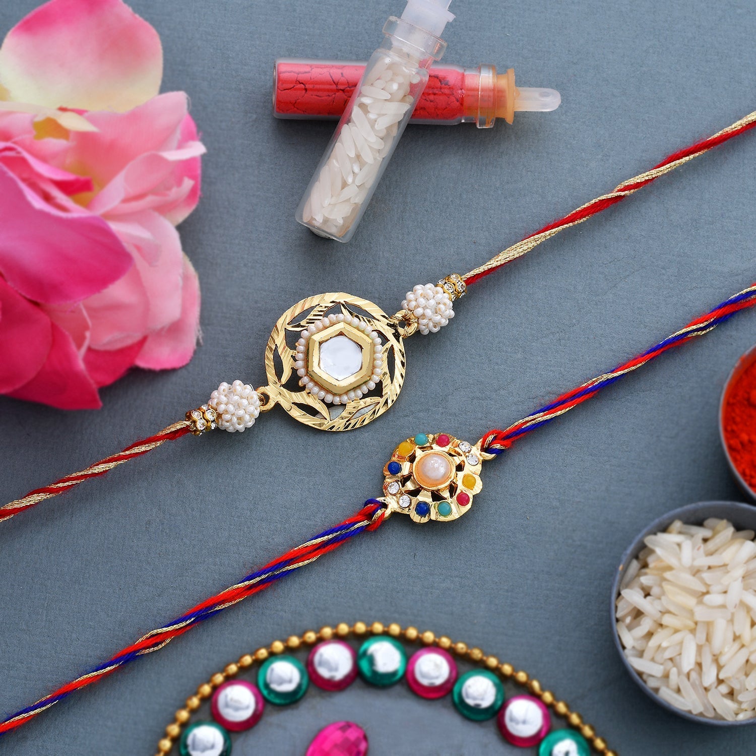 trueBrowns X Voylla Set of 2 Meenakari Rakhi for Brothers - Distacart