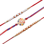 Thumbnail for trueBrowns X Voylla Set of 3 Pearl Beads Studded Thread Rakhi