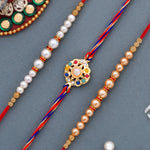 Thumbnail for trueBrowns X Voylla Set of 3 Pearl Beads Studded Thread Rakhi