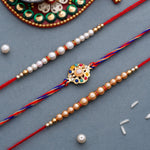 Thumbnail for trueBrowns X Voylla Set of 3 Pearl Beads Studded Thread Rakhi