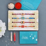 Thumbnail for trueBrowns X Voylla Set of 4 Meenakari Kundan Embellished Rakhi