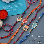 Thumbnail for trueBrowns X Voylla Set of 4 Meenakari Kundan Embellished Rakhi
