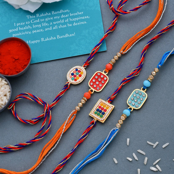 trueBrowns X Voylla Set of 4 Meenakari Kundan Embellished Rakhi
