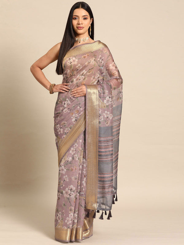 Multicolor Cotton Blend Printed Kalamkari Saree with Unstitched Blouse - Hiral Fashion - Distacart