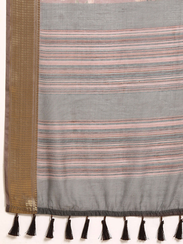 Multicolor Cotton Blend Printed Kalamkari Saree with Unstitched Blouse - Hiral Fashion - Distacart