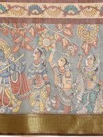 Thumbnail for Multicolor Cotton Blend Printed Kalamkari Saree with Unstitched Blouse - Hiral Fashion - Distacart