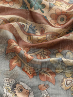 Thumbnail for Multicolor Cotton Blend Printed Kalamkari Saree with Unstitched Blouse - Hiral Fashion - Distacart