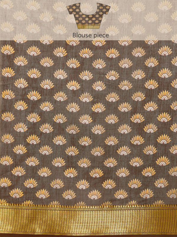 Multicolor Cotton Blend Printed Kalamkari Saree with Unstitched Blouse - Hiral Fashion - Distacart