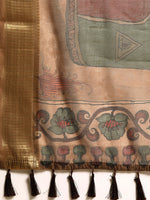 Thumbnail for Multicolor Cotton Blend Printed Kalamkari Saree with Unstitched Blouse - Hiral Fashion - Distacart