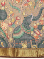 Thumbnail for Multicolor Cotton Blend Printed Kalamkari Saree with Unstitched Blouse - Hiral Fashion - Distacart