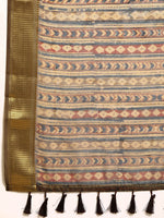 Thumbnail for Multicolor Cotton Blend Printed Kalamkari Saree with Unstitched Blouse - Hiral Fashion - Distacart