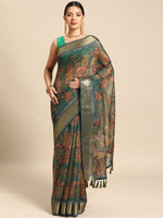 Thumbnail for Multicolor Cotton Blend Printed Kalamkari Saree with Unstitched Blouse - Hiral Fashion - Distacart