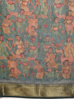 Thumbnail for Multicolor Cotton Blend Printed Kalamkari Saree with Unstitched Blouse - Hiral Fashion - Distacart