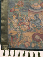 Thumbnail for Multicolor Cotton Blend Printed Kalamkari Saree with Unstitched Blouse - Hiral Fashion - Distacart