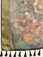 Thumbnail for Multicolor Cotton Blend Printed Kalamkari Saree with Unstitched Blouse - Hiral Fashion - Distacart