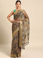 Thumbnail for Multicolor Cotton Blend Printed Kalamkari Saree with Unstitched Blouse - Hiral Fashion - Distacart