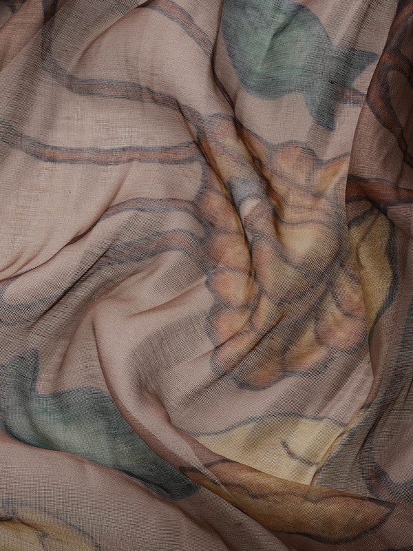 Multicolor Cotton Blend Printed Kalamkari Saree with Unstitched Blouse - Hiral Fashion - Distacart