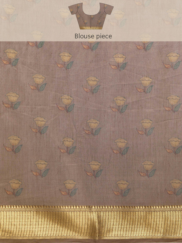 Multicolor Cotton Blend Printed Kalamkari Saree with Unstitched Blouse - Hiral Fashion - Distacart