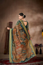 Thumbnail for Multicolor Cotton Blend Printed Kalamkari Saree with Unstitched Blouse - Hiral Fashion - Distacart