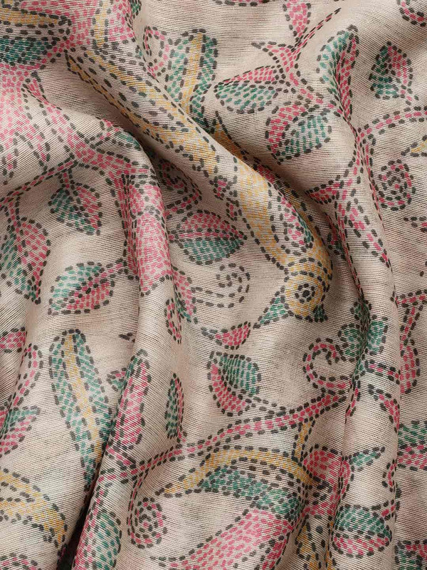 Multicolor Cotton Blend Printed Kalamkari Saree with Unstitched Blouse - Hiral Fashion - Distacart