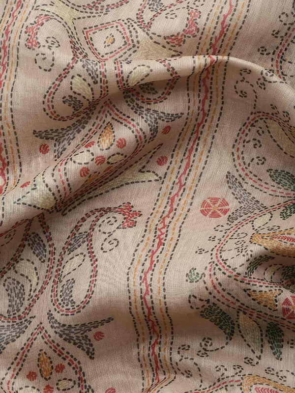 Multicolor Cotton Blend Printed Kalamkari Saree with Unstitched Blouse - Hiral Fashion - Distacart