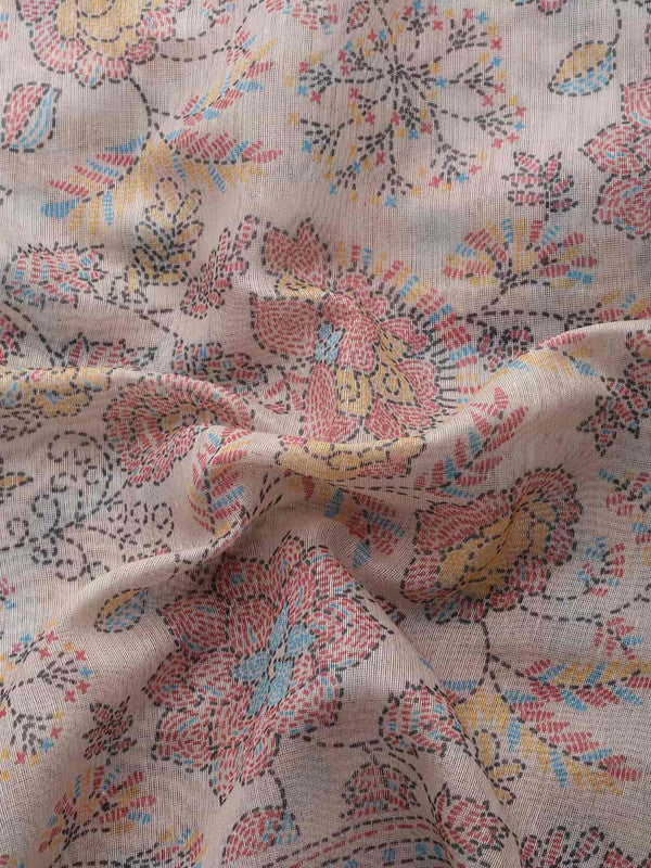 Multicolor Cotton Blend Printed Kalamkari Saree with Unstitched Blouse - Hiral Fashion - Distacart