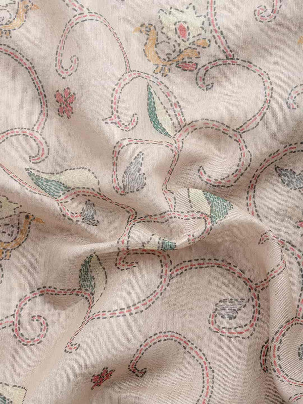 Multicolor Cotton Blend Printed Kalamkari Saree with Unstitched Blouse - Hiral Fashion - Distacart