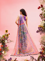 Thumbnail for Purple Cotton Blend Printed Madhubani Saree with Unstitched Blouse - Hiral Fashion - Distacart