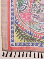 Thumbnail for Purple Cotton Blend Printed Madhubani Saree with Unstitched Blouse - Hiral Fashion - Distacart