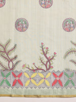 Thumbnail for Green Cotton Blend Printed Madhubani Saree with Unstitched Blouse - Hiral Fashion - Distacart