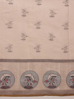 Thumbnail for Beige Cotton Blend Printed Madhubani Saree with Unstitched Blouse - Hiral Fashion - Distacart