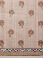 Thumbnail for Beige Cotton Blend Printed Madhubani Saree with Unstitched Blouse - Hiral Fashion - Distacart