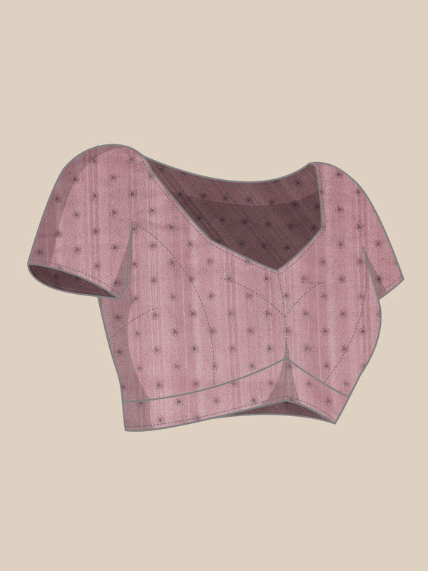 Gray Cotton Blend Printed Madhubani Saree with Unstitched Blouse - Hiral Fashion - Distacart