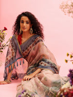 Thumbnail for Beige Cotton Blend Printed Madhubani Saree with Unstitched Blouse - Hiral Fashion - Distacart