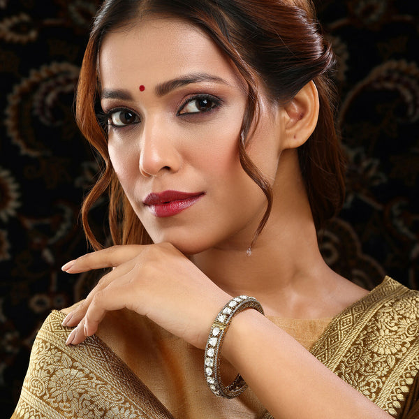 Ruby Raang 22k Gold Polished Kundan Bracelet