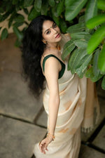 Thumbnail for Preksha Creation Women Banarasi Cream Saree With Copper And Zari Work - Distacart