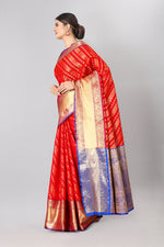 Thumbnail for Red Silk Blend Woven Zari Design Abstract Saree with Unstitched Blouse - Hiral Fashion - Distacart