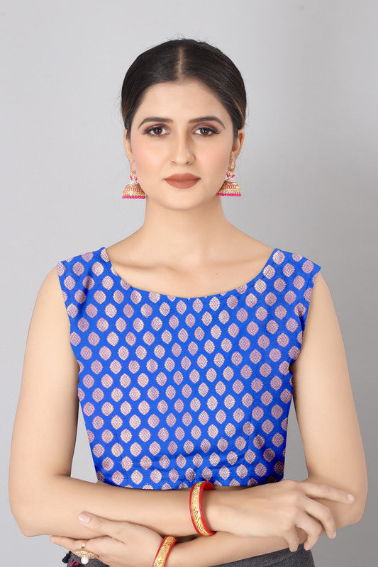 Red Silk Blend Woven Zari Design Abstract Saree with Unstitched Blouse - Hiral Fashion - Distacart