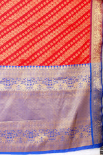 Thumbnail for Red Silk Blend Woven Zari Design Abstract Saree with Unstitched Blouse - Hiral Fashion - Distacart