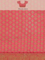 Thumbnail for White Silk Blend Woven Zari Design Striped Saree with Unstitched Blouse - Hiral Fashion - Distacart