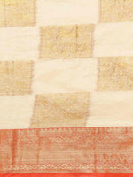 Thumbnail for Beige Jute Silk Embellished Geomatric Saree with Unstitched Blouse - Hiral Fashion - Distacart