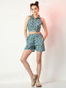 Myshka Women's Blue Printed Top With Shorts - Distacart