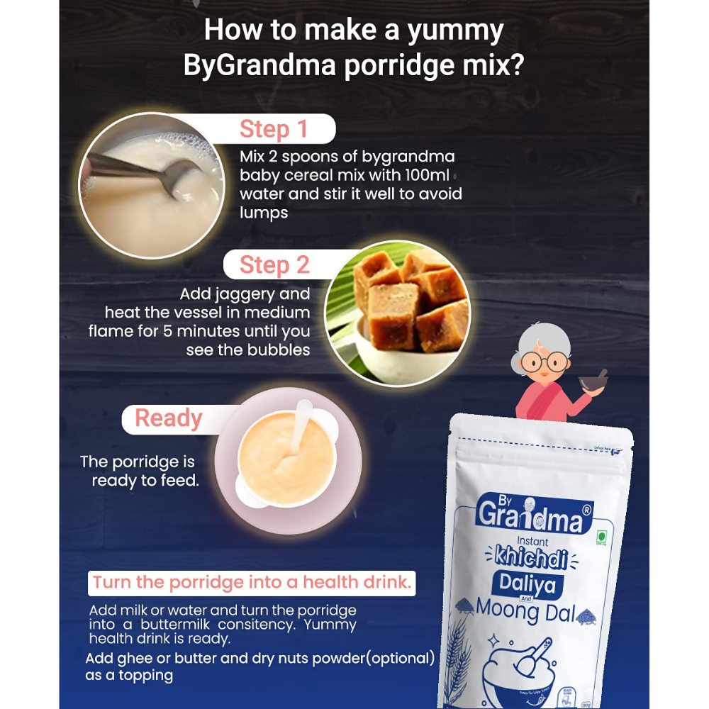By Grandma Sprouted Cereal Instant Kichidi - Mix-Broken Wheat And Moong Dal - Distacart