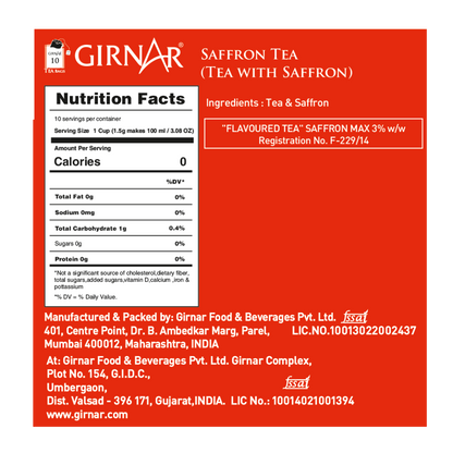 Girnar Black Tea Bags - Saffron - Distacart