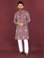 Thumbnail for Neera Trendz Maroon Soft Silk Embroidered Men's Kurta Pyjama